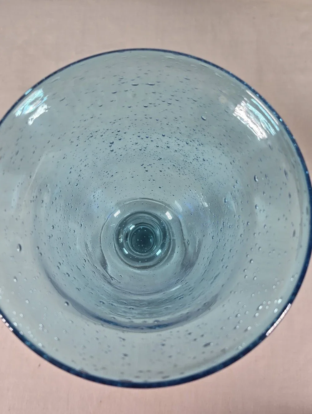 Artland Iris Handcrafted Bubble Water Wine Goblet Turquoise Set of 2 Hand Blown